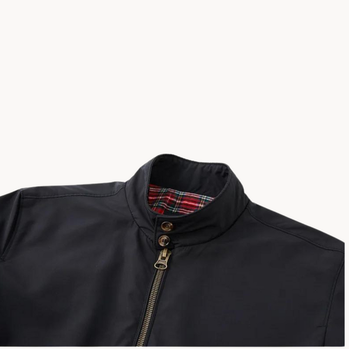 Fall/Spring men's Harrington jacket, a smart-casual zip-up with heritage tartan accents for effortless style.