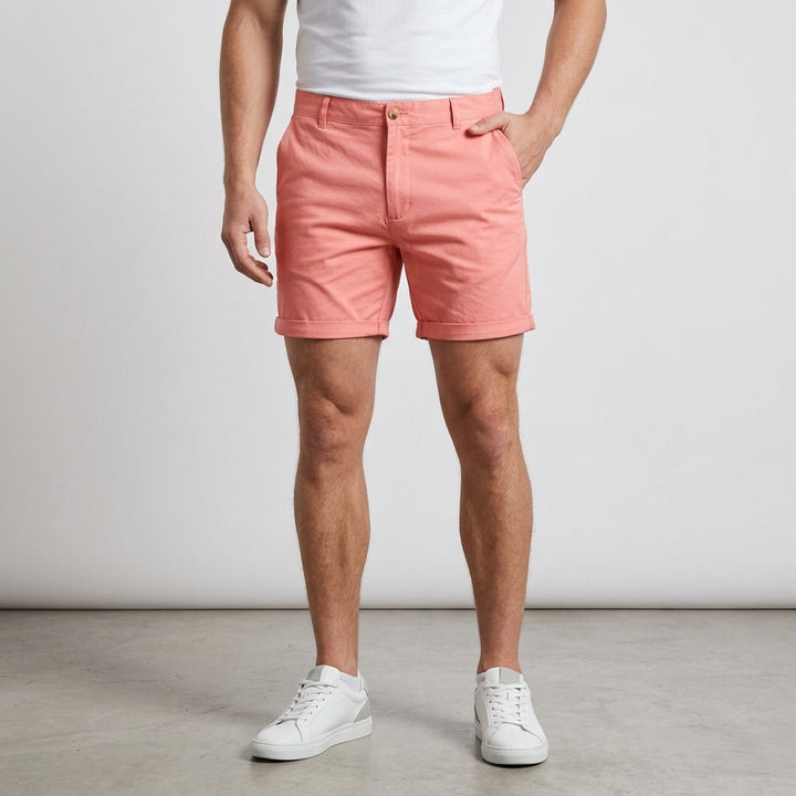 Versatile men's classic chino shorts for smart casual, vacation, or everyday summer fashion. Straight fit.
