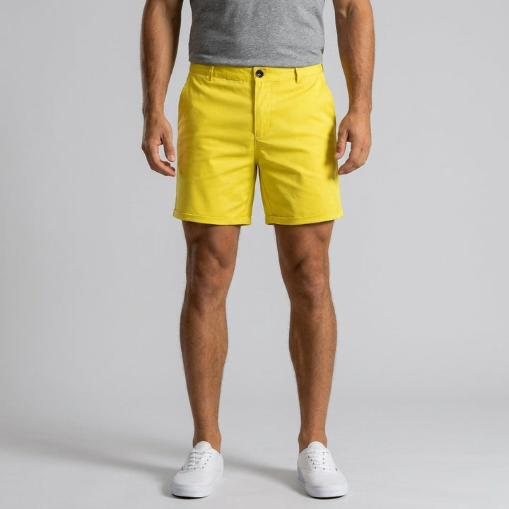 Men's casual chino shorts, ideal for warm weather activities, summer vacations, and everyday wear. Straight fit.