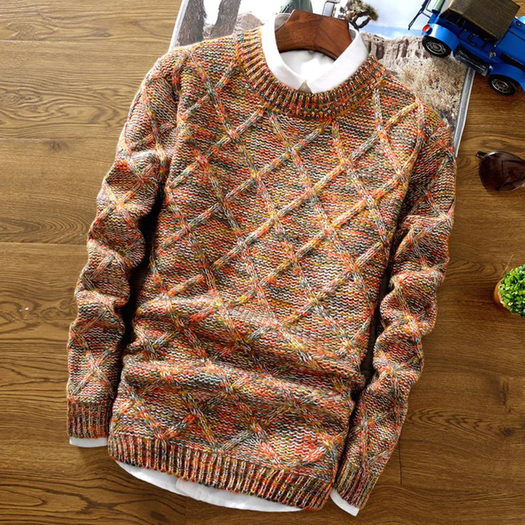 Comfortable men's classic crew neck sweater. Stylish long sleeve knitwear for casual & smart-casual looks.