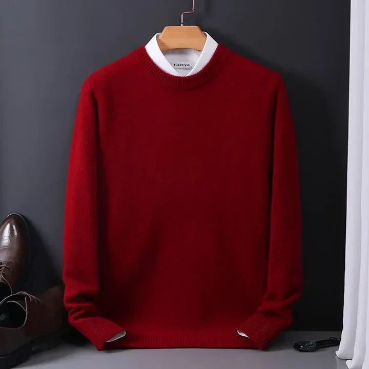 High-quality men's knit sweater in a classic design, providing warmth and style for cold weather.