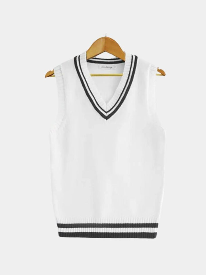 Sophisticated men's knit vest, a sleeveless sweater for preppy or smart casual old money fashion.