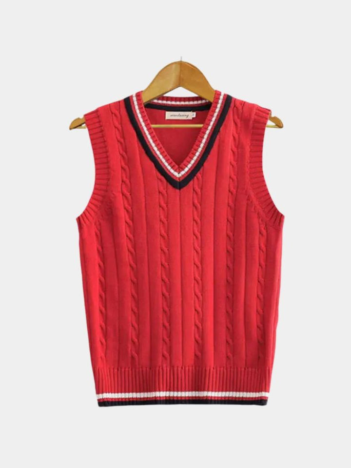 Stylish men's classic sleeveless knit vest. Ideal layering piece for an old money look.