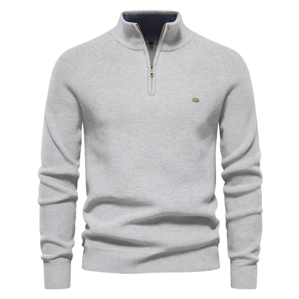 Men's classic knitted half-zip jumper in a versatile style, perfect for comfortable all-day casual wear.