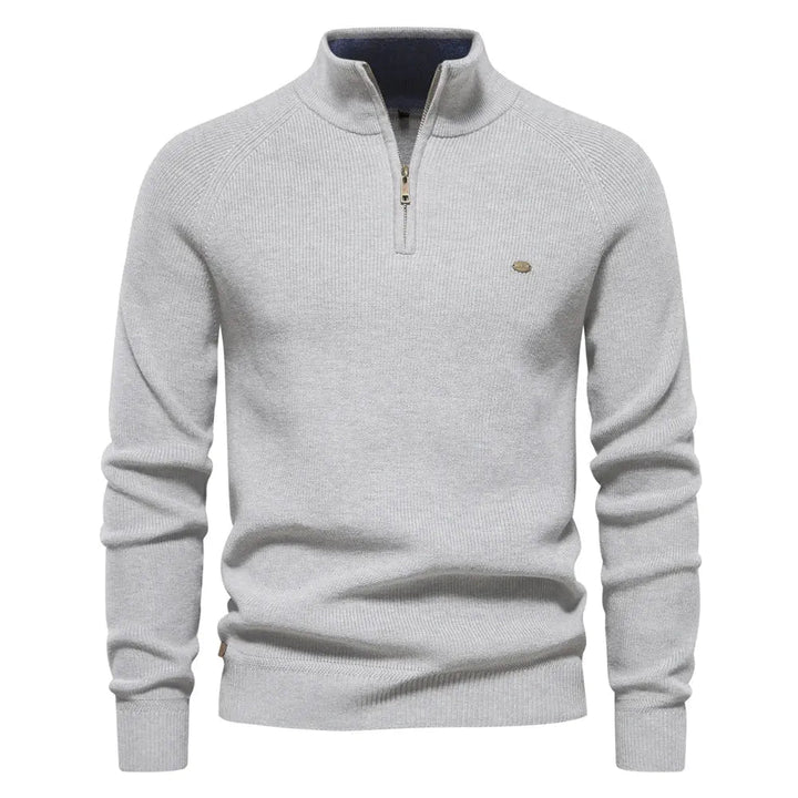 Men's classic knitted half-zip jumper in a versatile style, perfect for comfortable all-day casual wear.