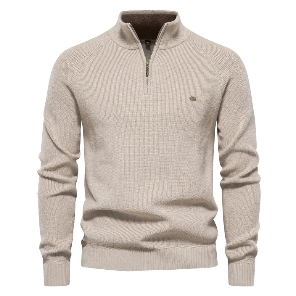 Comfortable and warm men's half-zip sweater, a classic long-sleeve knit ideal for cooler days.