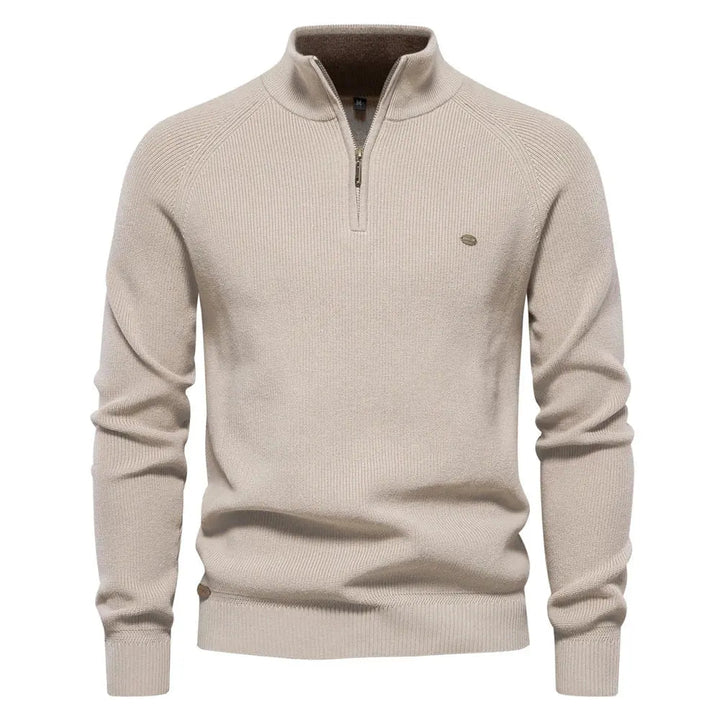 Comfortable and warm men's half-zip sweater, a classic long-sleeve knit ideal for cooler days.