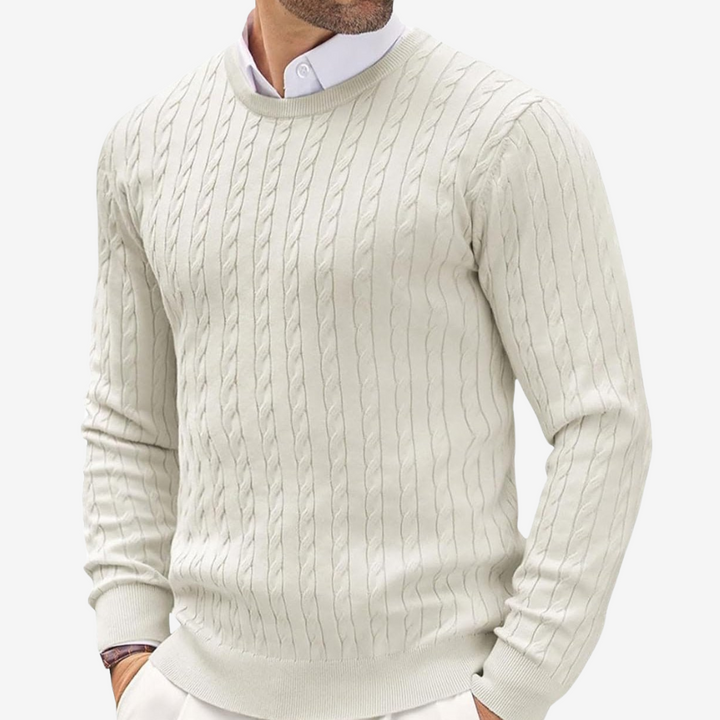 Timeless men's classic knitted sweater, offering warmth and comfort for versatile winter styling.