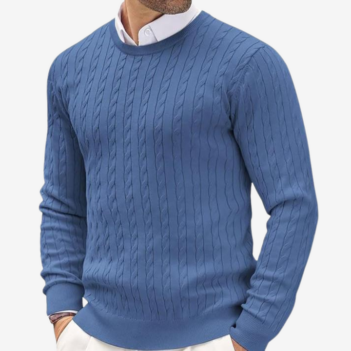 Casual men's long-sleeve knitted sweater, a warm and comfortable classic for everyday winter wear.