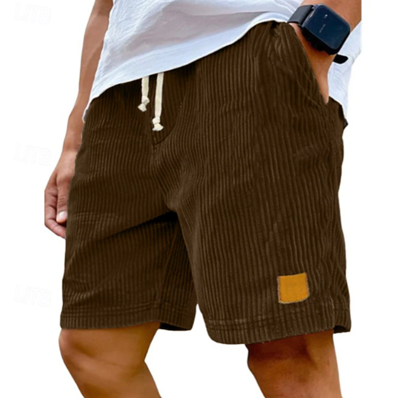 Stylish men's classic lace-up textured shorts, ideal for summer beachwear & casual comfort.