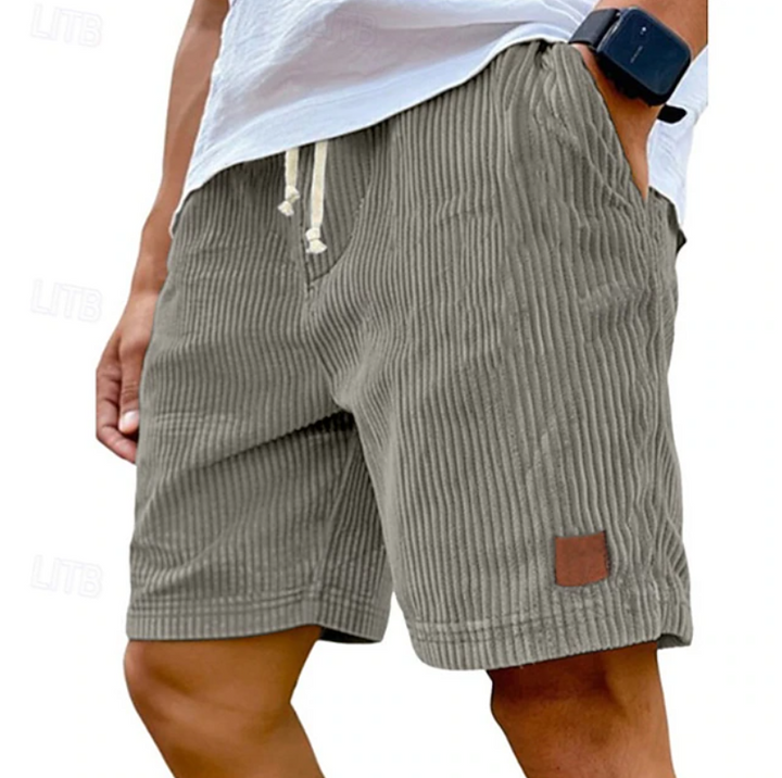 Men's apparel: classic lace-up casual shorts for summer, textured & comfortable.