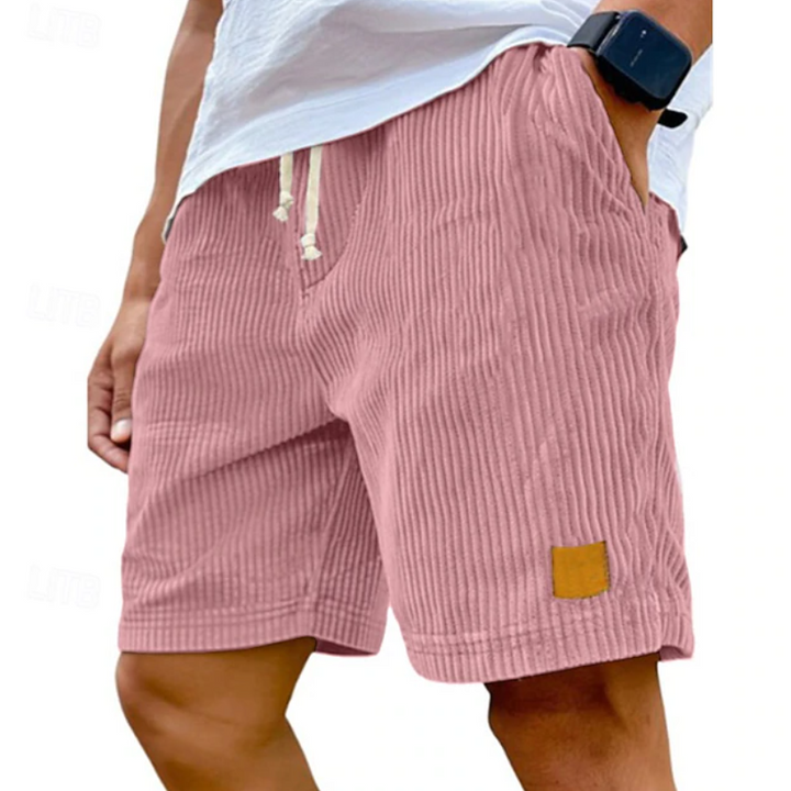 Comfortable men's summer lace-up shorts, textured fabric, ideal for beachwear & casual outfits.