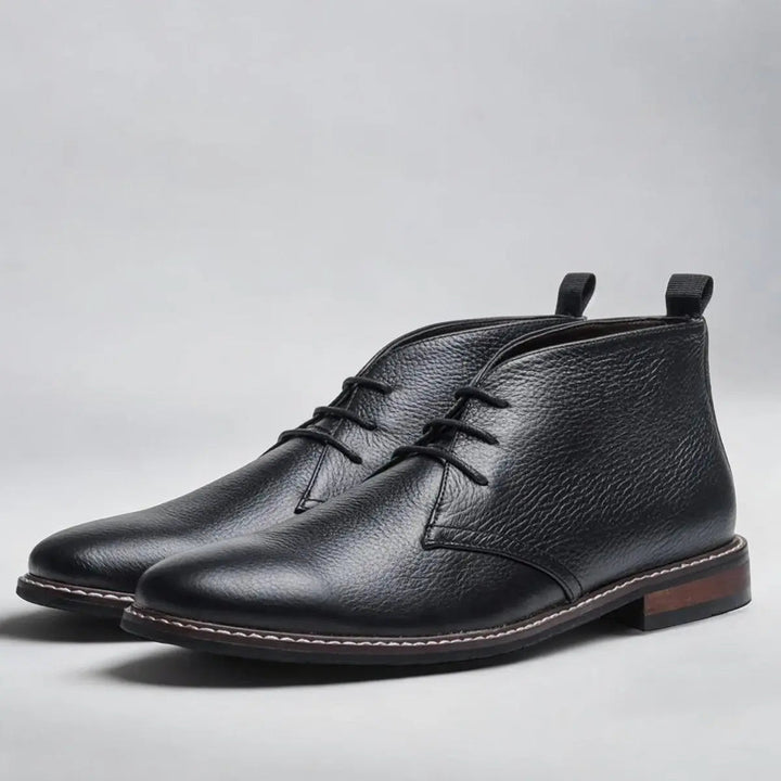 Polished men's lace-up chukka ankle boots; classic smart casual footwear with versatile style.