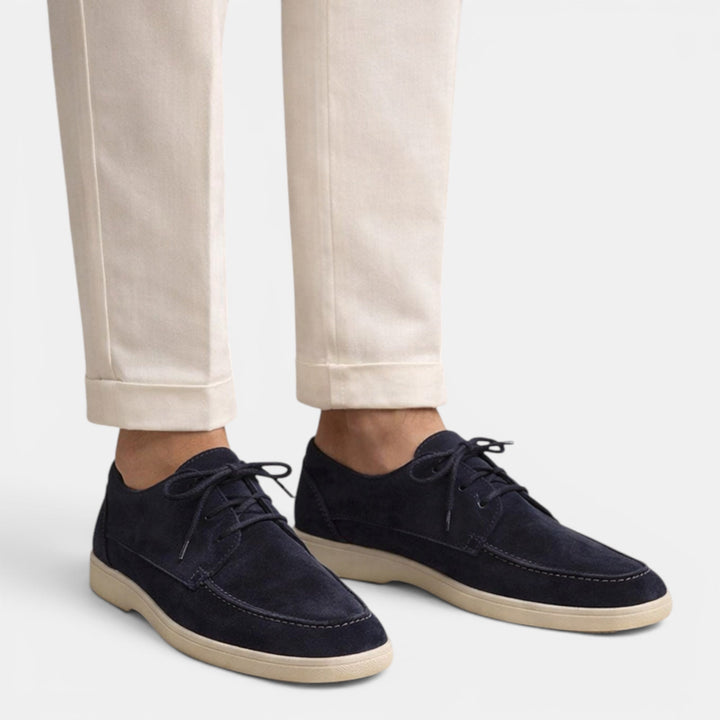 Stylish men's lace-up loafers, perfect for smart casual summer outfits. Comfortable everyday footwear.