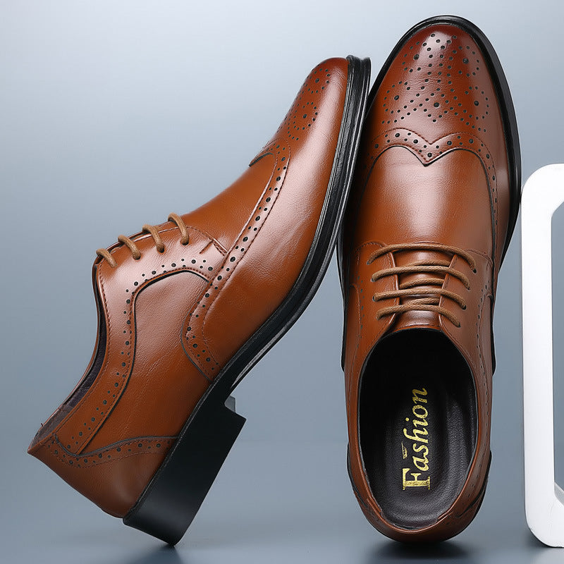 Premium men's lace-up wingtip Oxford brogues, perfect professional footwear for office and formal events.