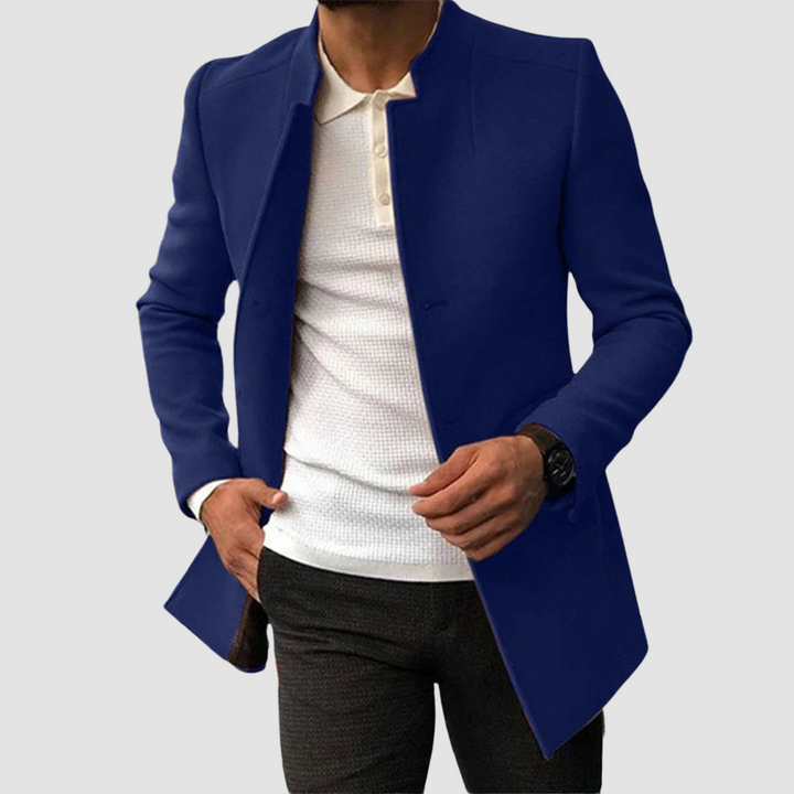 Timeless men's classic long coat. An elegant overcoat for modern men's fashion & formal wear.