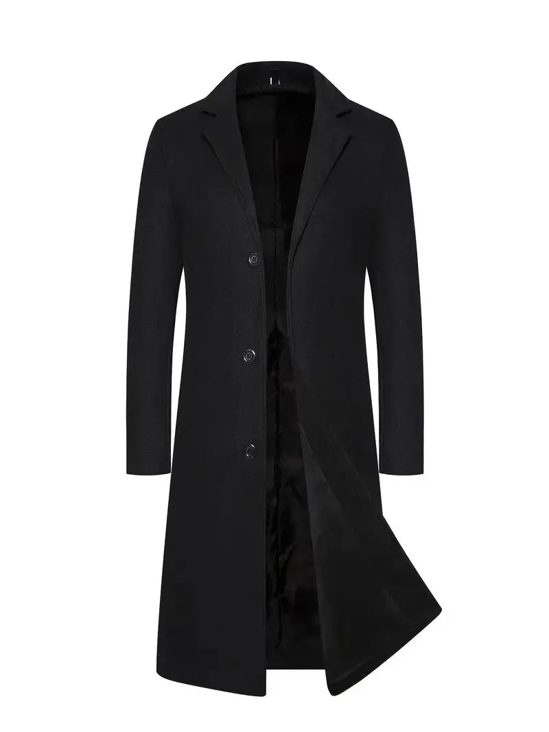 Men's classic long overcoat, perfect for timeless style, warmth, and elegant formal or smart casual winter outerwear.
