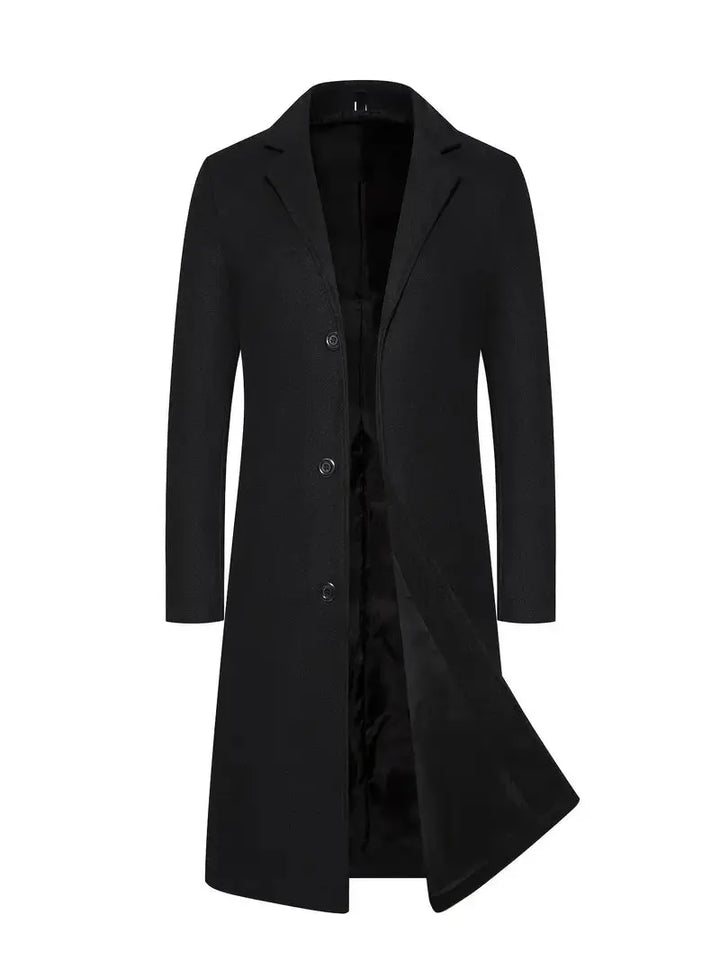Men's classic long overcoat, perfect for timeless style, warmth, and elegant formal or smart casual winter outerwear.