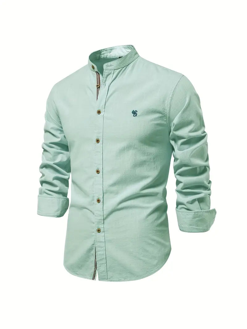 Crisp, comfortable men's classic button-up shirt. Perfect long-sleeve top for versatile everyday & smart casual wear.
