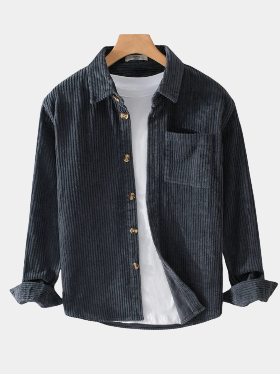 Men's classic long sleeve corduroy button-up shirt in a comfortable fit for everyday casual style.