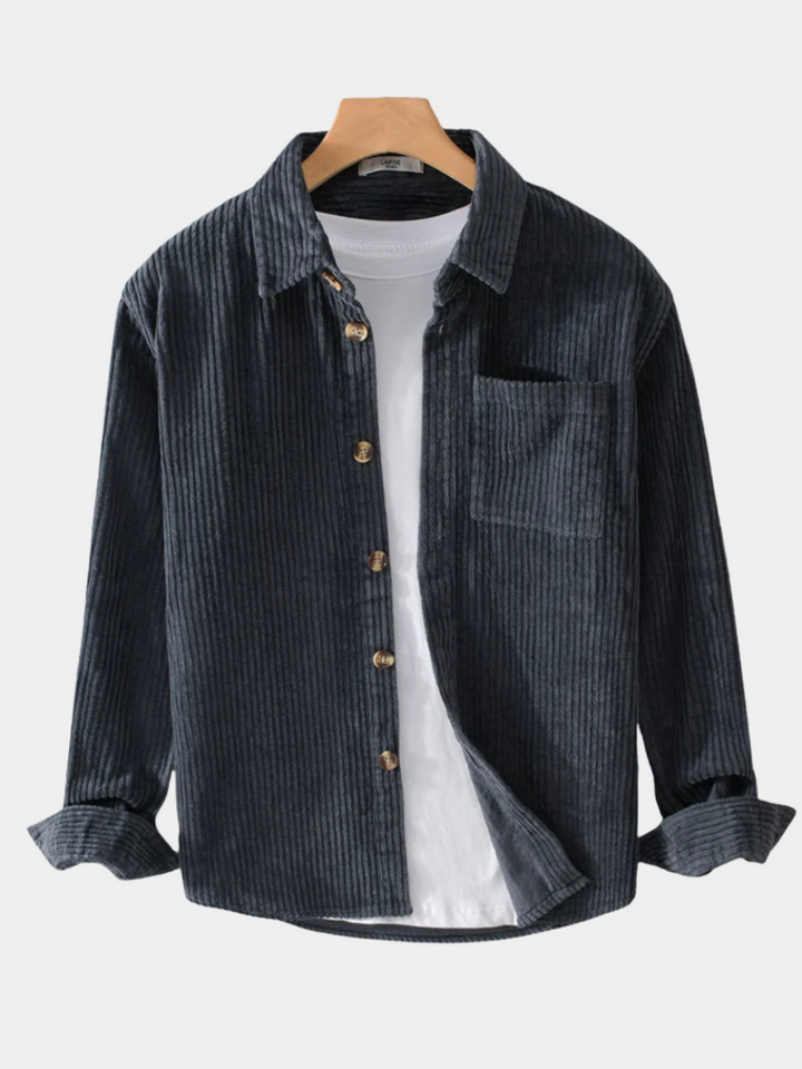 Men's classic long sleeve corduroy button-up shirt in a comfortable fit for everyday casual style.