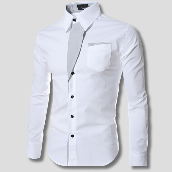 Versatile men's button-down long-sleeve dress shirt. Ideal for polished business looks or smart casual men's fashion.