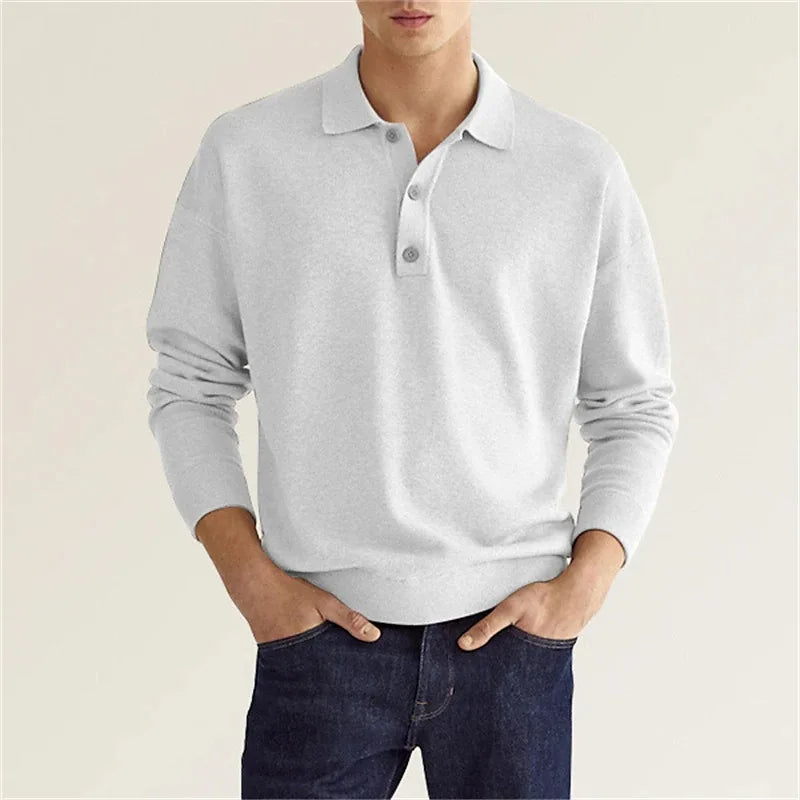 Men's classic long-sleeve polo shirt for smart-casual style. Comfortable everyday wardrobe staple.