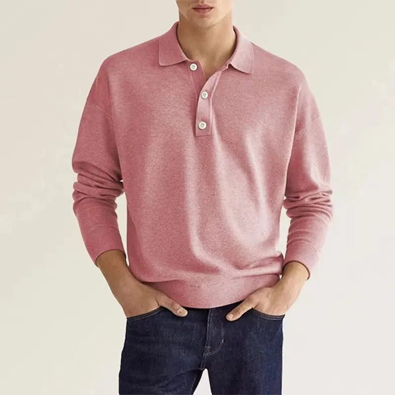 Essential men's long-sleeve polo shirt, a comfortable & stylish classic wardrobe staple for versatile looks.