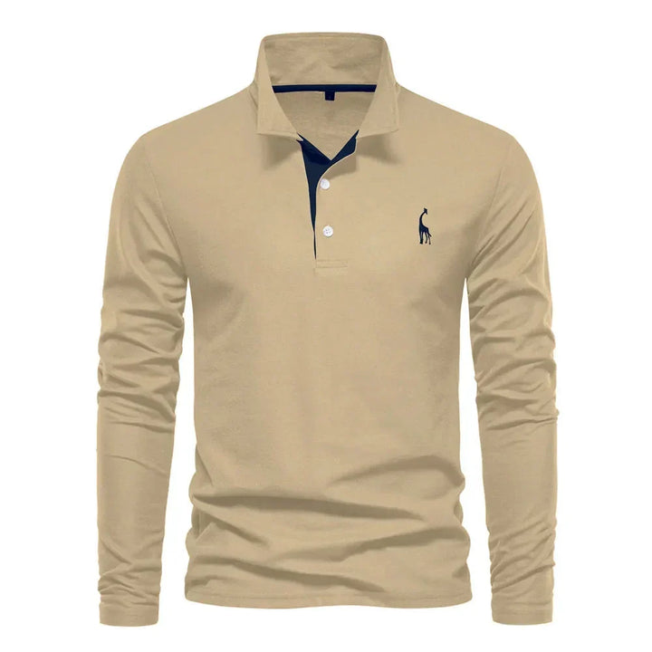 Versatile men's long sleeve polo shirt, a key piece for fall & spring fashion. Elevate your casual style.