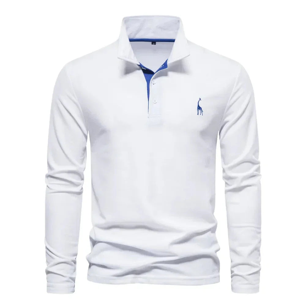 Men's regular fit long sleeve polo with a classic button-up design. Perfect for comfortable everyday wear.