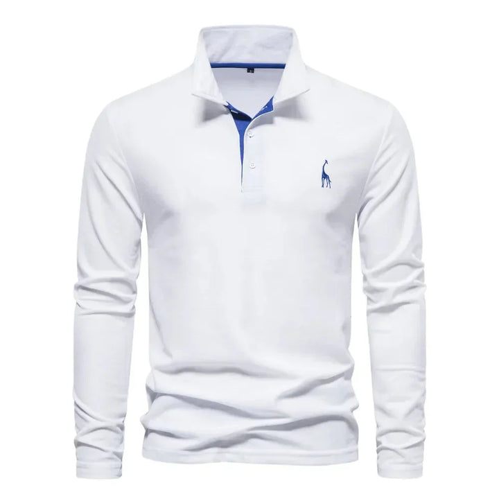 Men's regular fit long sleeve polo with a classic button-up design. Perfect for comfortable everyday wear.