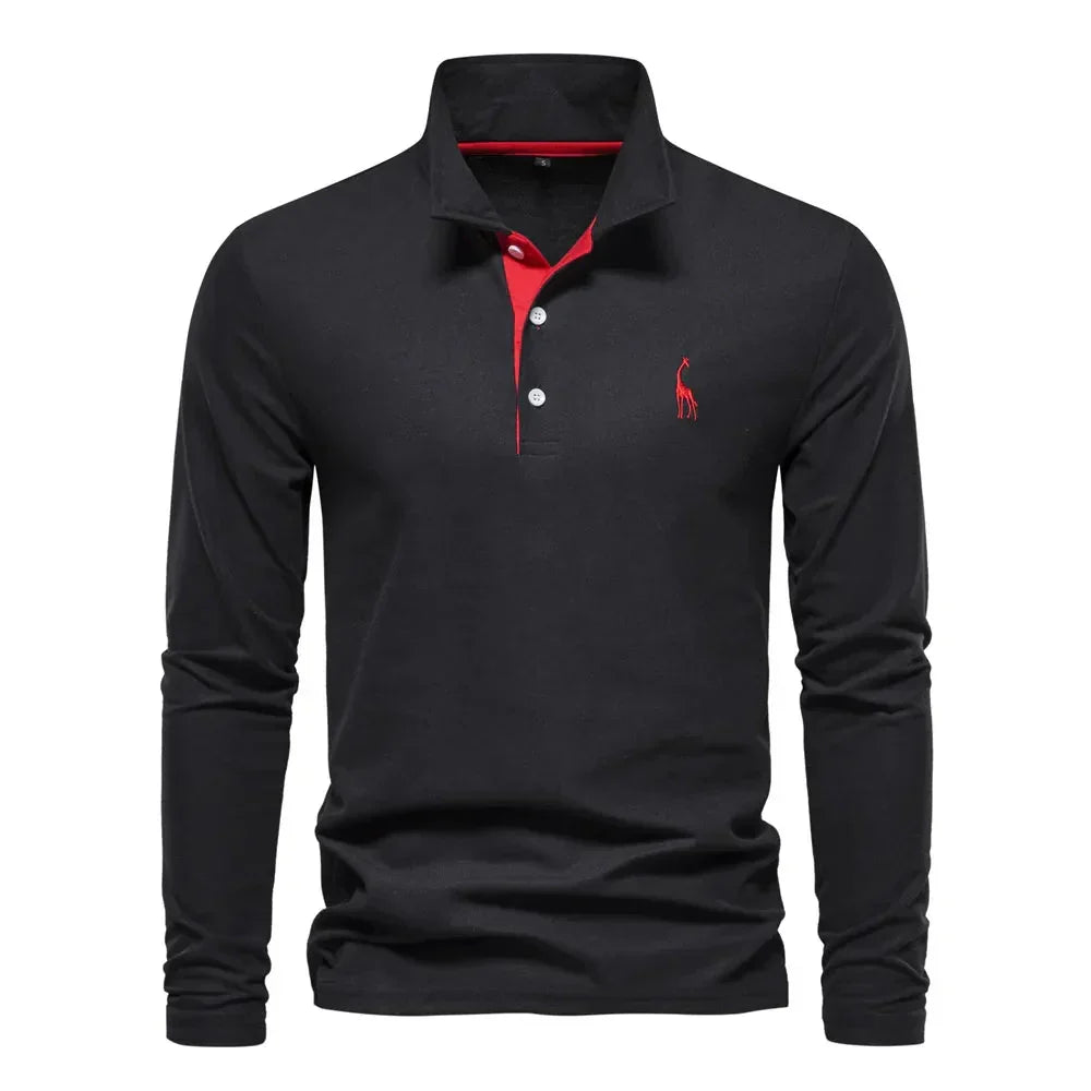 Classic men's long sleeve polo shirt offering comfortable style. Great for casual & smart casual spring/fall outfits.