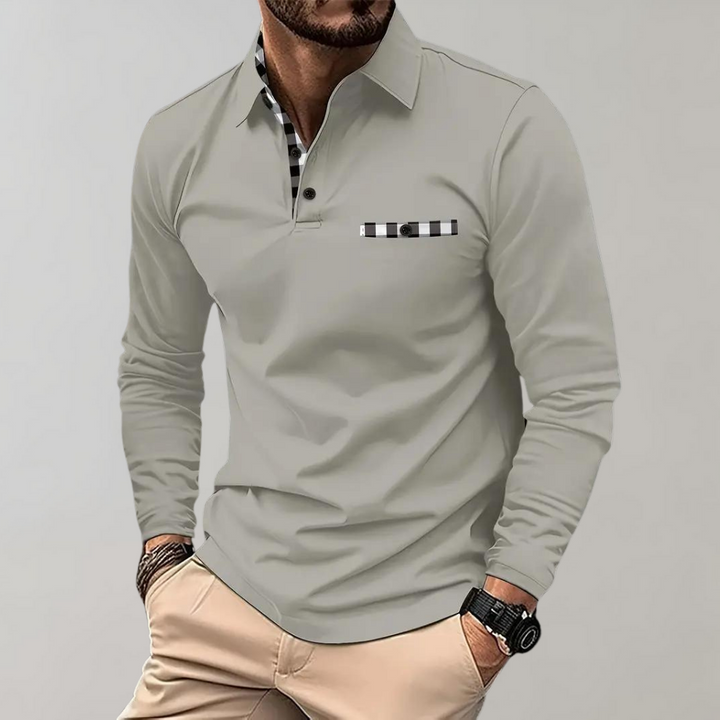 Comfortable men's long-sleeve polo shirt, offering classic style & a relaxed fit for daily men's clothing.