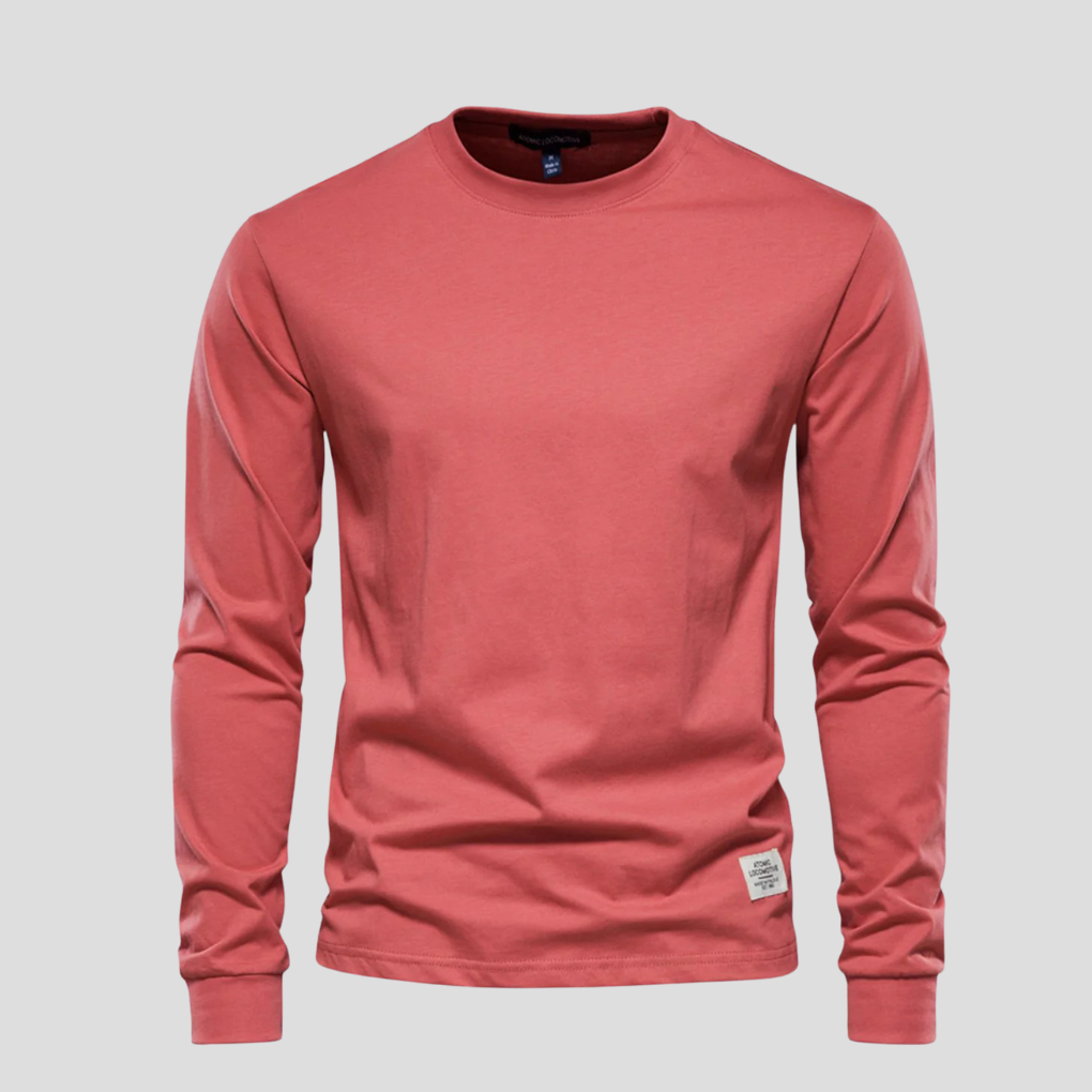 Comfortable men's long-sleeve round-neck top, great for casual outings or relaxing at home. An essential everyday shirt.