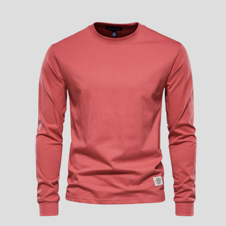Comfortable men's long-sleeve round-neck top, great for casual outings or relaxing at home. An essential everyday shirt.
