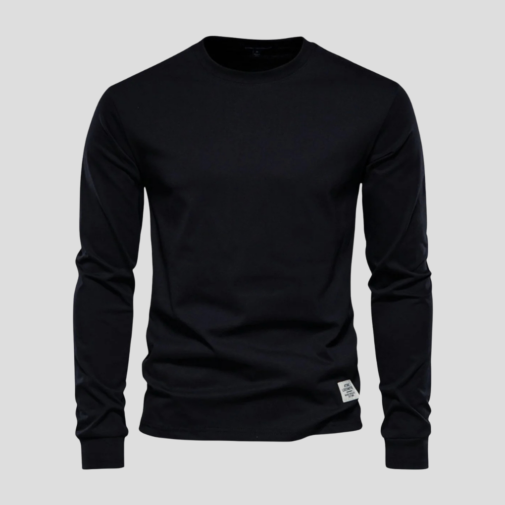 Classic men's long-sleeve crew neck shirt, perfect for layering during cooler weather or as a stylish casual top.