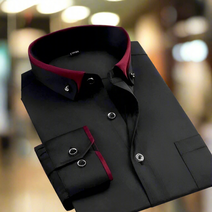 Men's classic long-sleeve shirt in timeless style, perfect for work, office, or smart casual wear.