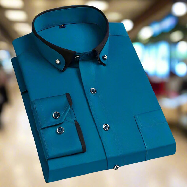 Professional men's classic long-sleeve work shirt, ideal for office wear & business casual looks.