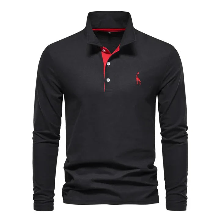 Men's classic long-sleeved polo shirt, versatile for smart casual or everyday wear, regular fit.