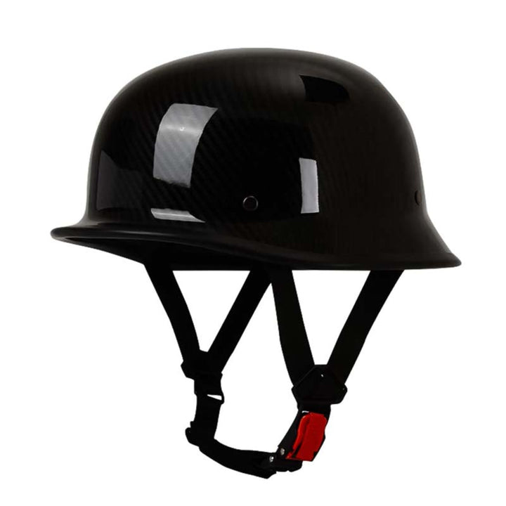 Men's classic matte black motorcycle half helmet, ideal for cruising, offering comfort & open-face street style.