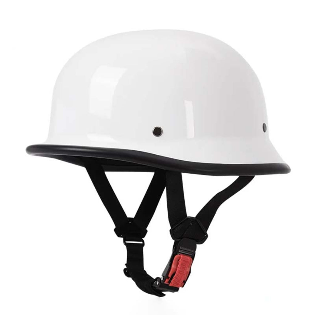 Vintage-style men's half helmet for motorcycles, providing classic biker protection & comfortable street cruising.