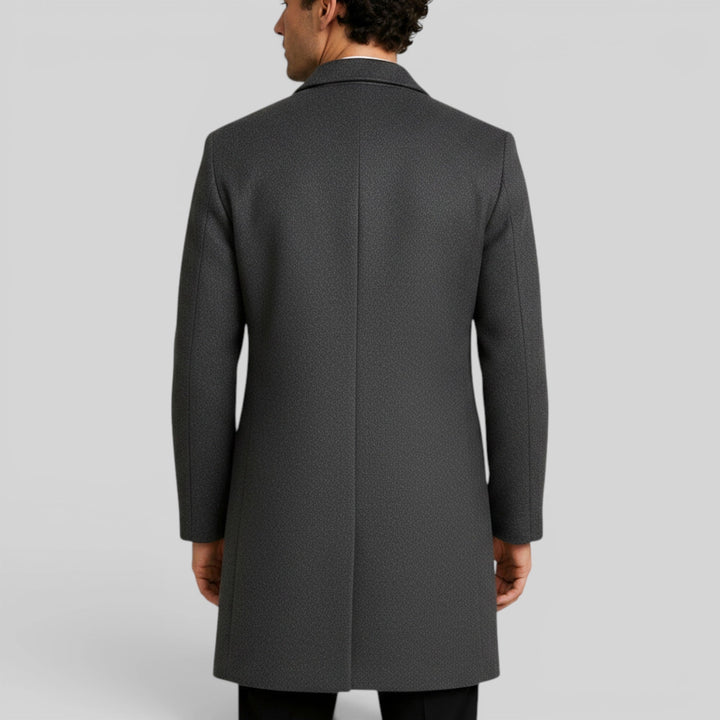 Men's regular fit trench coat, warm and stylish mid-length design for winter.