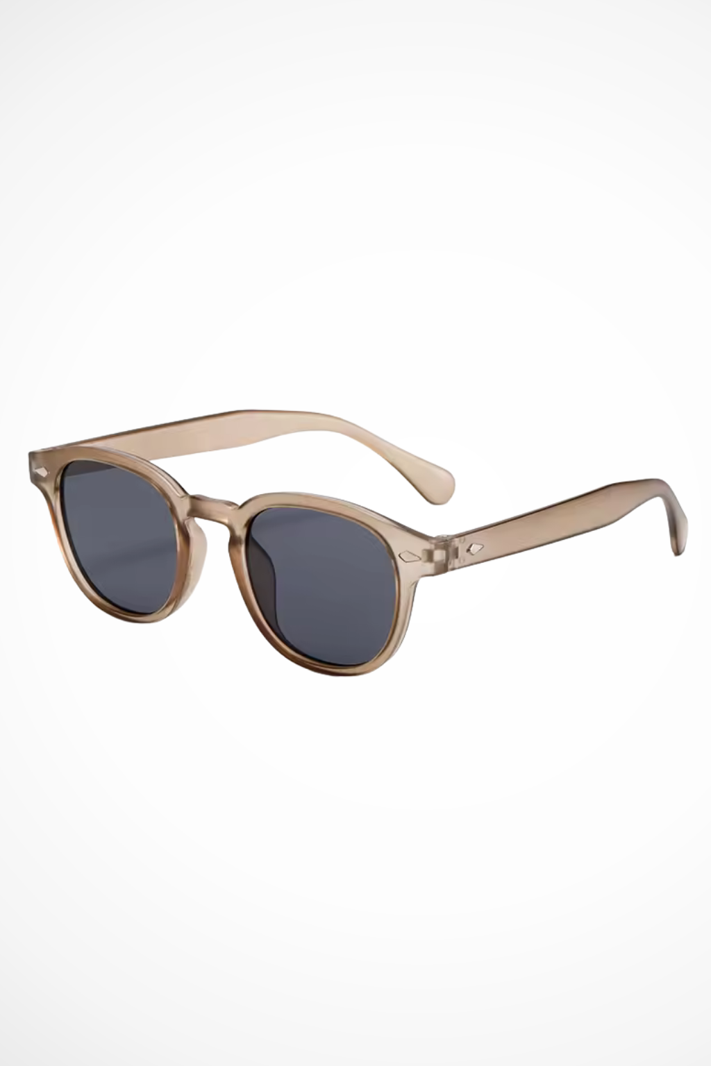 Modern men's oval frame sunglasses with a thick black frame and tinted lenses.