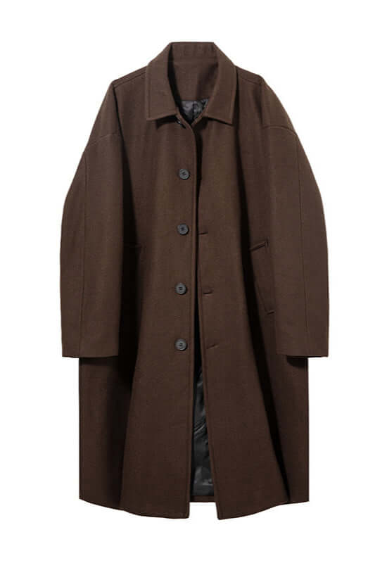 Casual men's oversized winter coat with a classic button-up design, offering comfortable layering for fall & winter fashion.