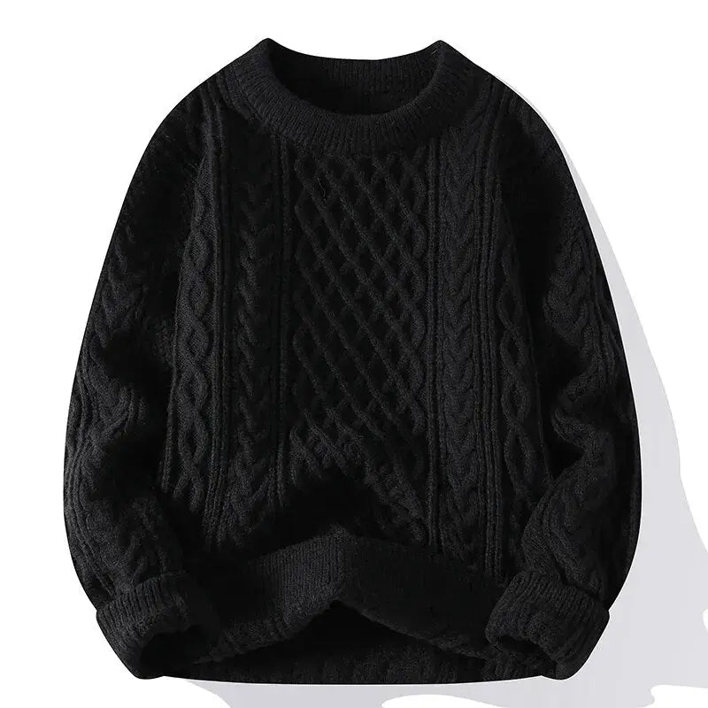 Men's patterned crewneck sweater. A comfortable, long-sleeve, textured knit for casual wear.