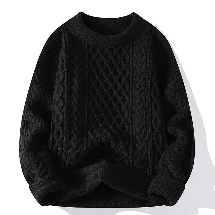 Men's patterned crewneck sweater. A comfortable, long-sleeve, textured knit for casual wear.
