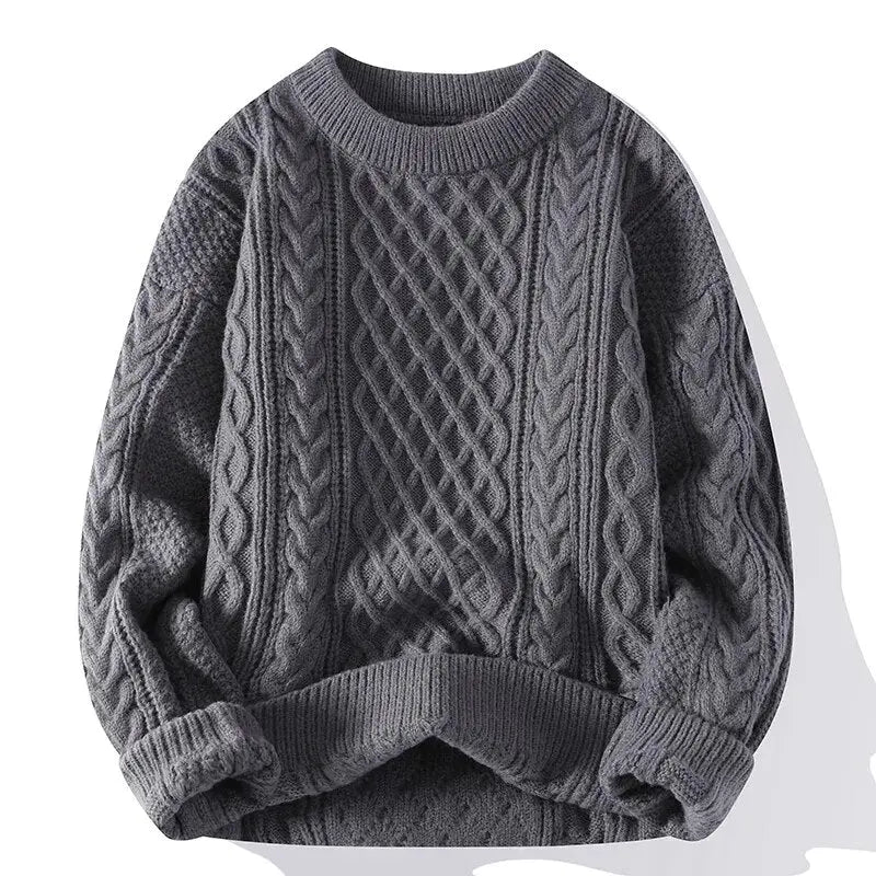 Stylish men's classic patterned crewneck sweater, ideal for everyday fashion and comfortable layering.