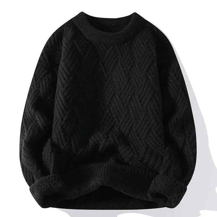 Men's patterned crewneck sweater with a unique textured knit. A stylish and comfortable long-sleeve top.