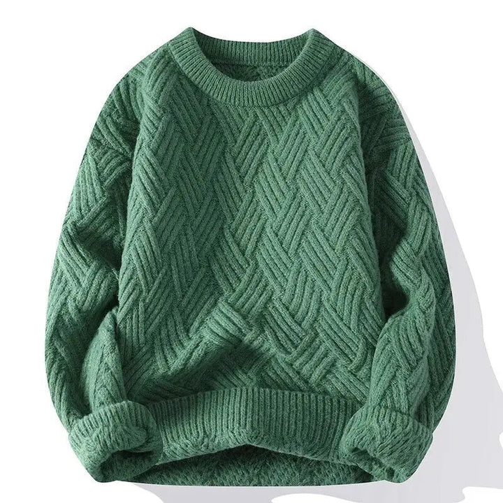 Warm men's patterned crewneck sweater, a stylish choice for casual outings and everyday comfort.