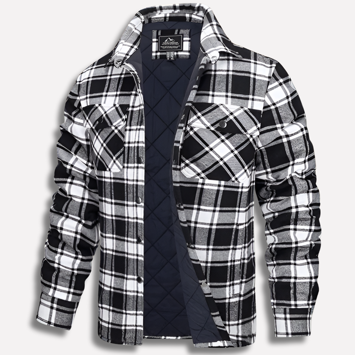 Versatile men's flannel shirt, checked pattern, soft fabric, ideal for lumberjack style & autumn wear.